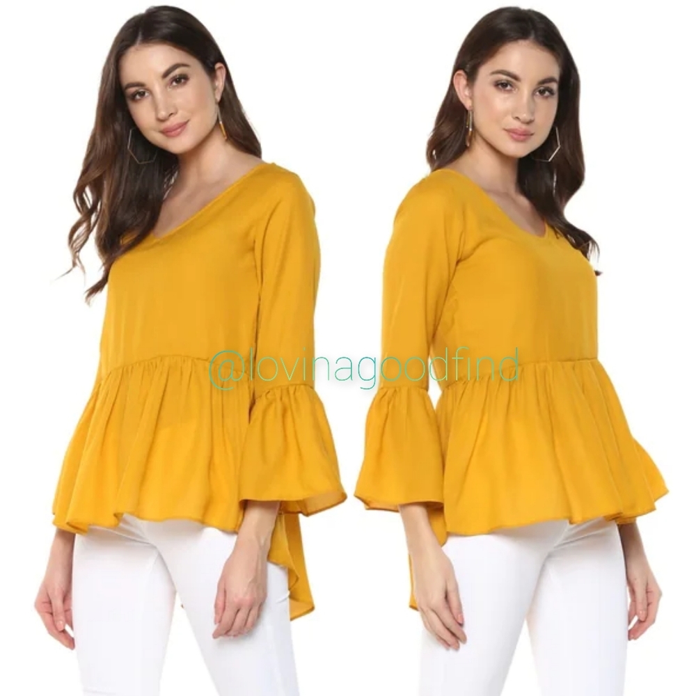 CES Femmes Mustard Babydoll Sweater EUC sz M